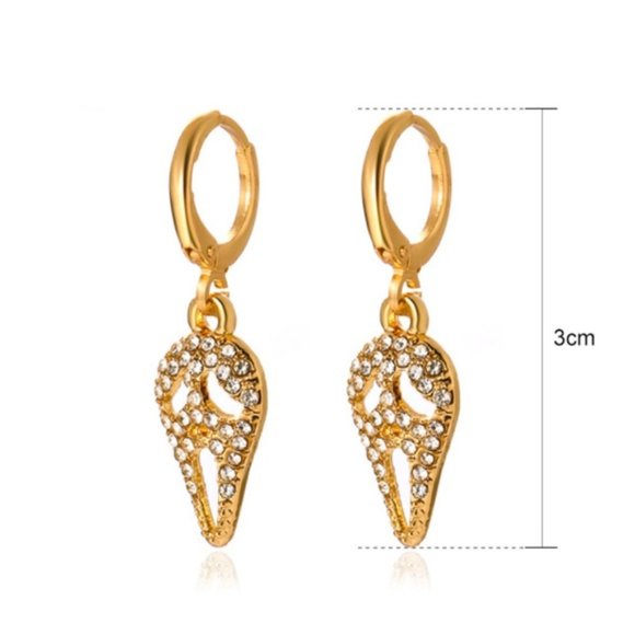 Scream Gold Tone Rhinestone Earrings - Picture 3 of 3